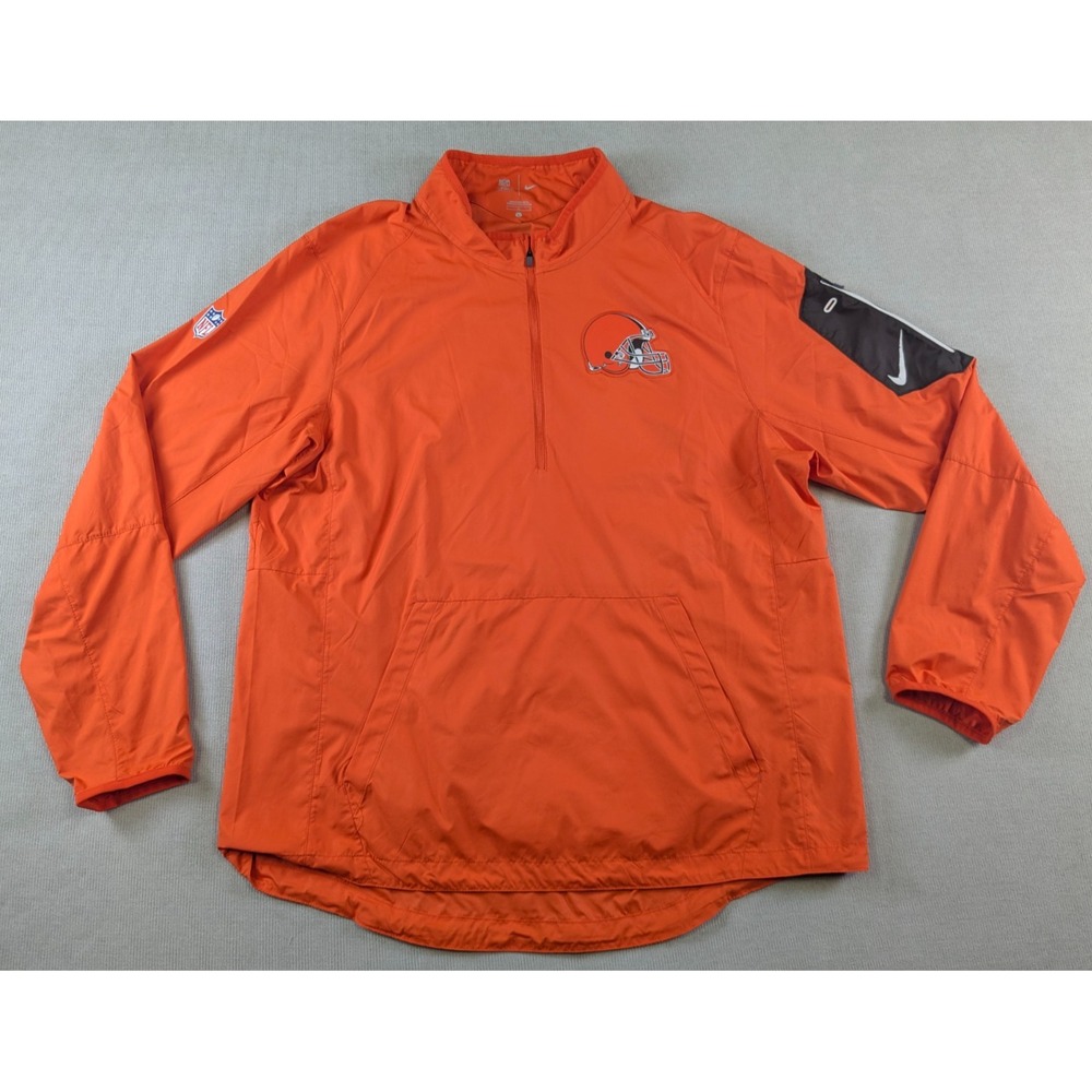 Cleveland Browns Windbreaker Mens Large Orange Nike Jacket Pullover NFL Football